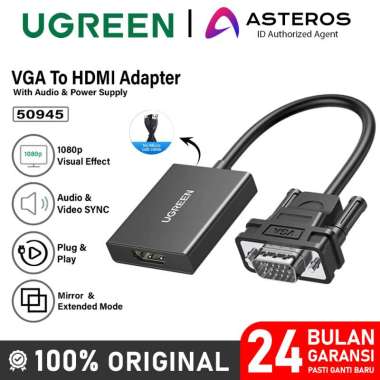 Kabel Converter HDMI To VGA Female UGREEN For PC Laptop TV Proyektor 50945