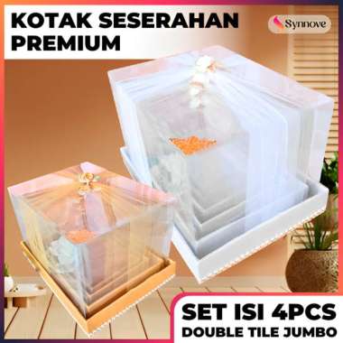 Kotak Seserahan Pernikahan SET Isi 4 PREMIUM Box Kotak Hantaran Seserahan Mika Double Tile JUMBO PUT
