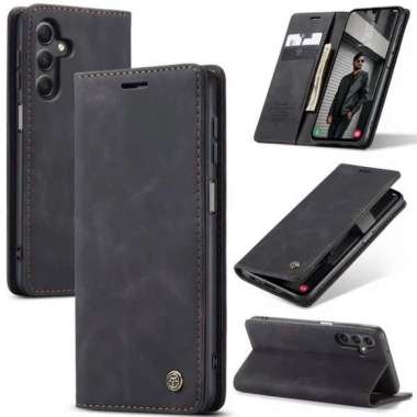 SAMSUNG A15 Flip Wallet Leather Case Cover Sarung Dompet CASEME flip cover Hitam