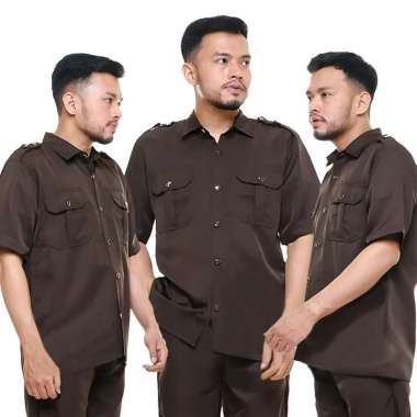 Baju Safari Security Seragam Safari Supir Warna Coklat Tua Kemeja Saja M
