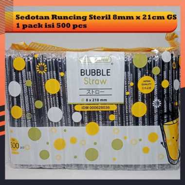 Sedotan Runcing Steril Plastik 8mm x 21cm Hitam Golden Straw