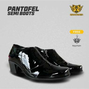 BOSSINDO Sepatu Pantofel semiboots sepatu PDH polwan SECURITY 39 Hitam KILAP