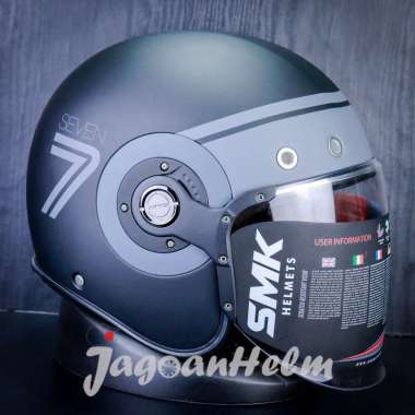 SMK HELM RETRO JET SEVEN MA260 | MATT BLACK | CLASSIC SINGLE VISOR - XL