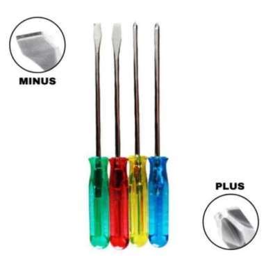 Plus Min 4mm 5mm Obeng Set 4Pcs Screwdriver Tools 4 in 1 Obeng + - Multifungsi Perkakas Tangan Obeng