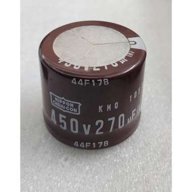 Elco Capacitor 270uf 450v 105oC Nippon Chemicon KMQ - Diameter 3.3cm Tinggi 3cm
