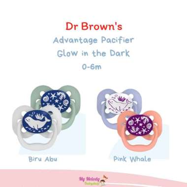 Dr Browns Advantage Pacifier Glow in the Dark Stage 1 0-6M / Kompeng Bayi Anak Biru abu