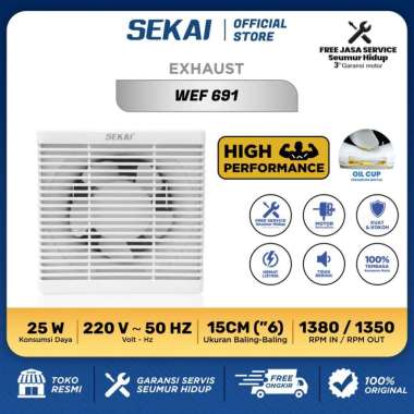 SEKAI Wall Exhaust Fan WEF691 / Kipas Hexos Dinding 6 Inch - WEF 691