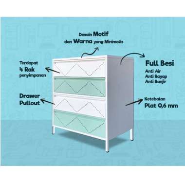 Chest Drawer Besi 4 Laci Tosca Minimalis Chic
