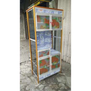 Lemari Rak Piring 2 Pintu Magic Com Aluminium Kaca