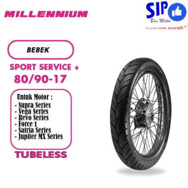 Ban Motor Bebek Sport Millennium Service+ 80/90-17 Tubeless Untuk Motor Vega Supra