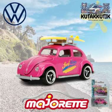Majorette Mobil VW Kodok Volkswagen Beetle Pink Surf Rider Board VW Edition