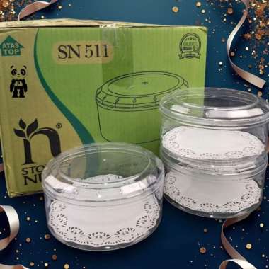 Nuai SN511 Toples Kue Bulat Bening Ukuran 500g isi 12pcs