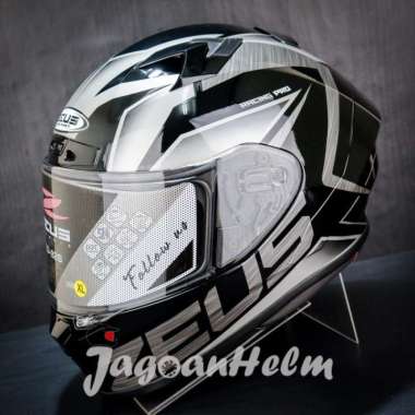ZEUS HELM ZS826 | BLACK BK3 SILVER | ZS 826 - ZEUS 826 FLAT VISOR XL
