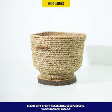 HUGeARNS - Cover Pot Bulat Pelepah Pisang Ijuk Anyaman Pot Aesthetic / Cover Pot Anyaman Aesthetic C