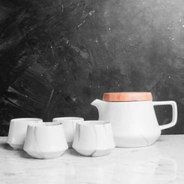 Brewsuniq - Duquet Tea Set MB04 Marble Art / Teapot Set Cantik Unik Estetik Minimalis MUG0077