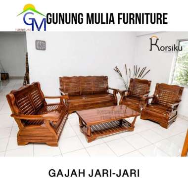 Kursi Tamu 3211 Gajah Jari-Jari + Meja Kayu Jati