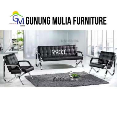 Sofa Tamu 311 Bahan Kulit Oscar Busa Empuk Kak Besi Crome