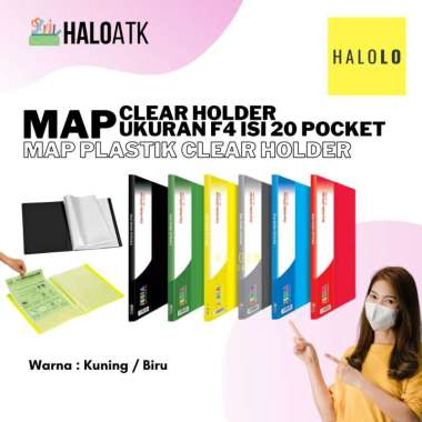 Map Clear Holder F4 Dokumen Keeper Clear Holder Isi 20 Pocket Biru