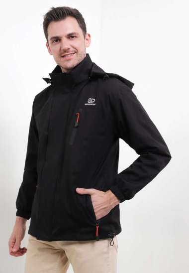GRAHANGGRA Jaket Waterproof Vasili Premium Hoodie Bisa Dilepas Pasang L Black