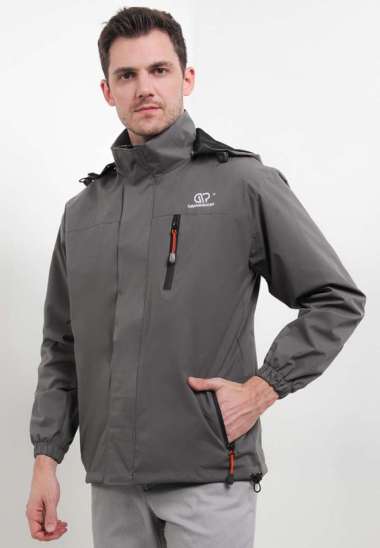 GRAHANGGRA Jaket Waterproof Vasili Premium Hoodie Bisa Dilepas Pasang XL Grey