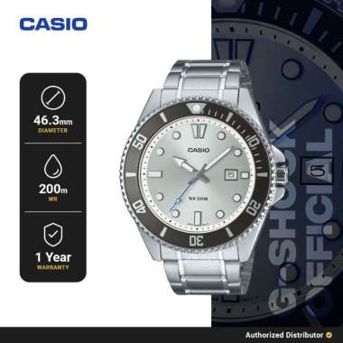 Casio General MDV-107D-7AVDF Jam Tangan Pria Analog Original Silver WR 200 Meter