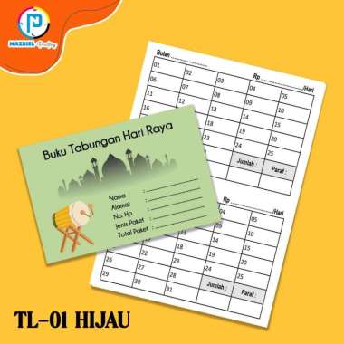(NON CUSTOM) LANDSCAPE Tabungan Hari Raya Tabungan Lebaran Harian V1 kertas BC warna HIJAU