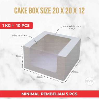 Cake Box 20x20x12, Dus Kue Besar, Box Kue Tebal, Dus Kue 20x20 Putih