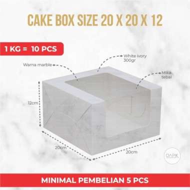 Cake Box 20x20x12, Dus Kue Besar, Box Kue Tebal, Dus Kue 20x20 Marble