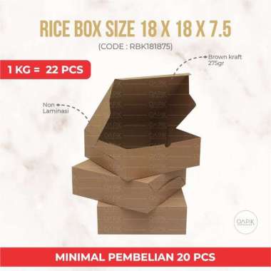Rice Box 18x18x7.5, Catering Box, Kemasan Makanan, Packaging Makanan, Dus Makanan, Dus Nasi