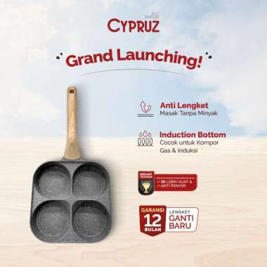 Cypruz Egg Pan Granite Diecast Wajan Telur Anti Lengket 3 Hole