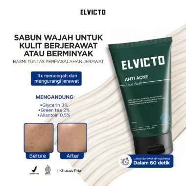 GLAM - ELVICTO Anti Acne Face Wash - Facial Wash Elvicto - Cleanser Wajah Pria