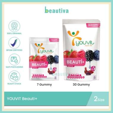 Youvit Beauti+ Biotin Gummy untuk Vitamin Rambut Rontok 30 gummy