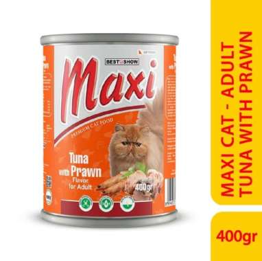 Maxi Cat Adult Tuna Series 400gr - Makanan Basah Kucing Tuna With Prawn