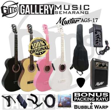 Gitar Akustik Elektrik Maxtar AGS-17 Original / Gitar Akustik Original PAKET B Pink