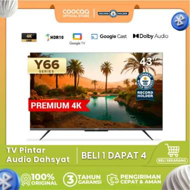 TERBARU COOCAA TV 43 inch Y66 - 4K Google TV - S AI Engine - MEMC - HDR10/HLG - Find My Remote - Eye