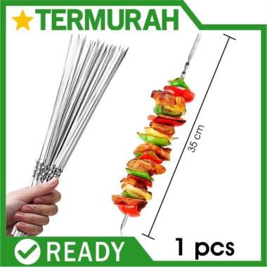 Alat Tusuk Sate STAINLESS ULIR Pemanggang BBQ Besi skewer 35cm ULIR
