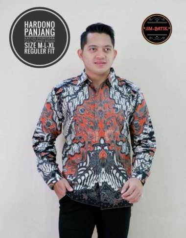 HARDONO Kemeja Pria Lengan Panjang Batik Solo Kemeja Batik Pria Modern XL