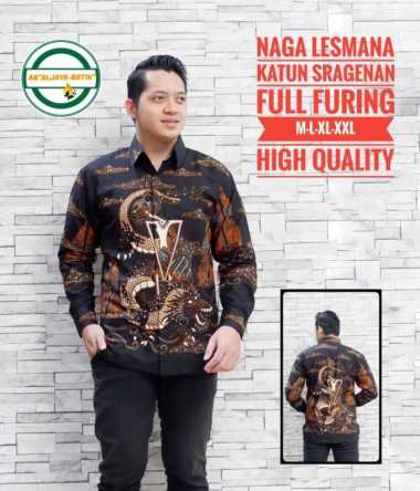 NAGA LESMANA Kemeja Batik Pria Lengan Panjang Batik Katun Primisima XXL