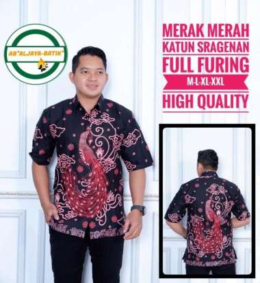 MERAK MERAH Kemeja Batik Lapis Furing Kemeja Batik Pria Lengan Pendek XL
