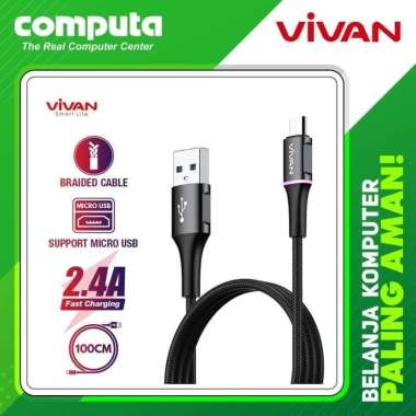 VIVAN Kabel Micro USB Android 2.4A LED Light Quick Charge 100CM VDM100