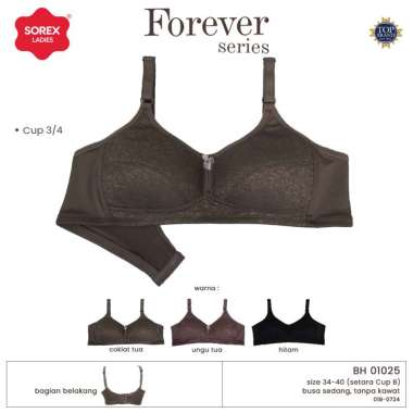 Sorex Bra Harian Busa Tipis Tanpa Kawat Kait 3 Cup B Forever Series Bra BH 01025 Size 40 Hitam