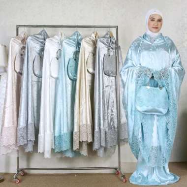MEWAH Mukena Jaguar Kubes Jumbo dengan Renda Besar dan Tas Mewah Silver