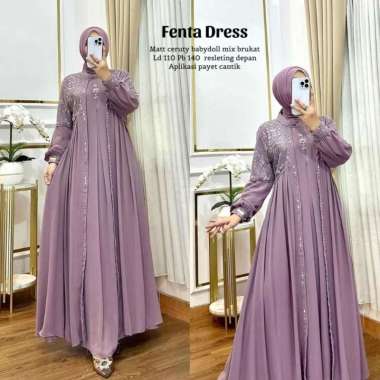 Kiukiu Fenta Dress - Gamis Brukat Musimah - Dress Wanita Brukat - Gamis Muslim Terbaru - Dress Cerut