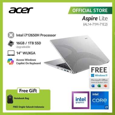 ACER LAPTOP ASPIRE LITE AL14-71M-71E2 14" WUXGA IPS INTEL CORE I7-12650H RAM 16GB STORAGE 1TB SSD IN