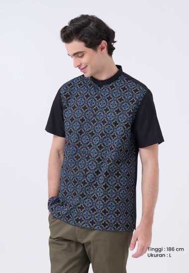 MANZONE - Kemeja Koko Lengan Pendek Pria Ardabil Modern Fit - Black Black S