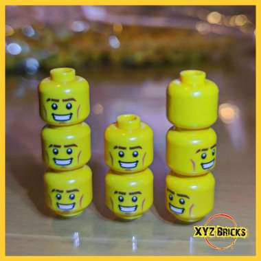 LEGO PARTS 3626pb0696 - Head Yellow Redd Brown Eyebrows w/ Scar Med Nougat Cheek Lines and Chin Dimp