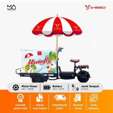 Uwinfly GB - Gerobak Sepeda Listrik 48V/20aH Motor 600Watt Gerobak Listrik Es Kopi Keliling - Garans