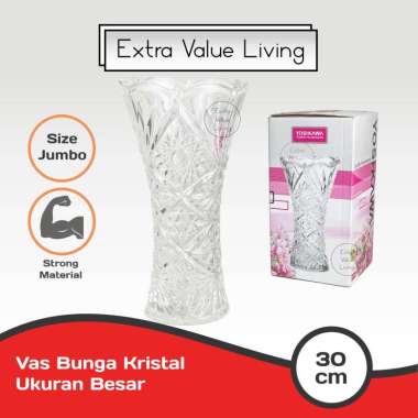 Vas Kristal Estetik Vas Bunga Kaca 30 CM Bohemia Vas Bunga Kristal Besar Czech Design Premium Bening