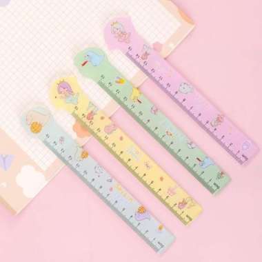 BLI AM Penggaris Lucu 15 Cm / Penggaris Plastik Funny Karakter / Penggaris - DINO DINO
