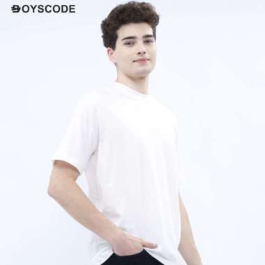 BOYSCODE Kaos Polos Lengan Pendek Basic Oneck Pria Putih / Men T-Shirt Premium Cotton White 2XL
